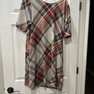 R&K Vibrant Plaid Mini Dress in Red and Cream